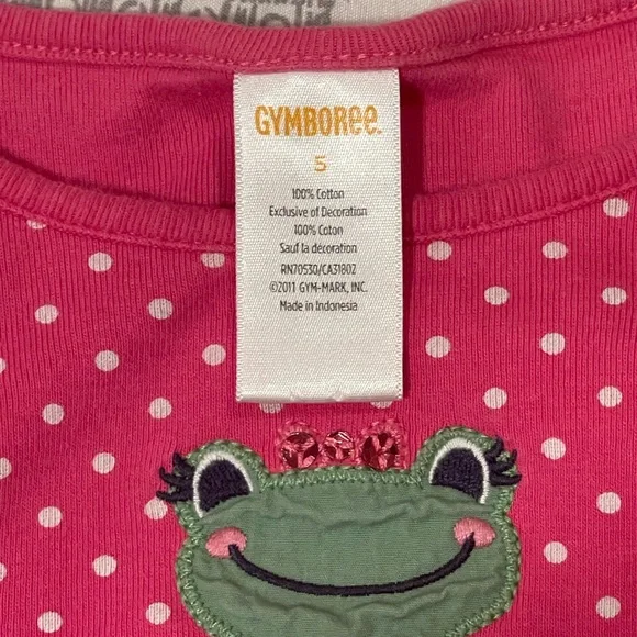 Gymboree 2011 Bright Pink Polkadot Frog Top size 5T - Picture 3 of 4